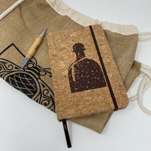 Tequila Patron journal notebook, pen and burlap bag